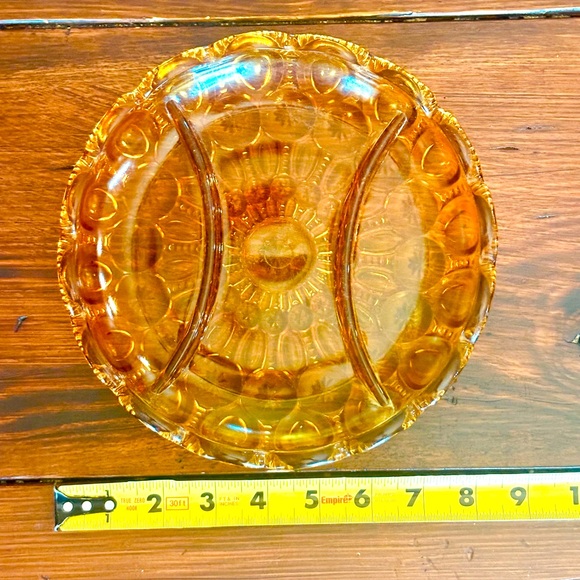 LE Smith Moon and Stars Amber Glass Divided VTG 1960s MCM Relish Candy Dish EUC - Picture 10 of 10